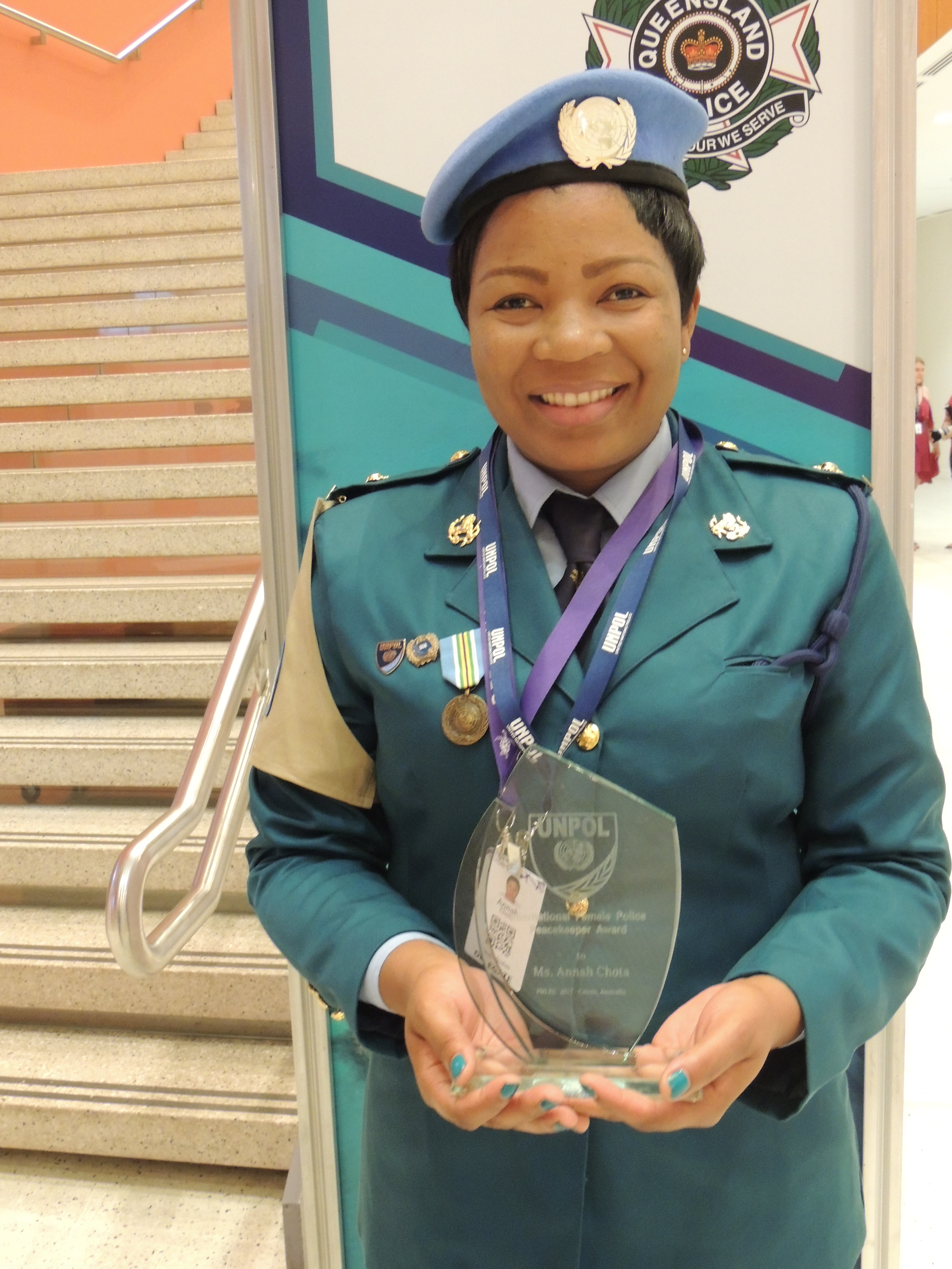 Assistant Inspector of Police Annah Chota, recipient of the 2017 International Female Police Peacekeeper award. UN Photo