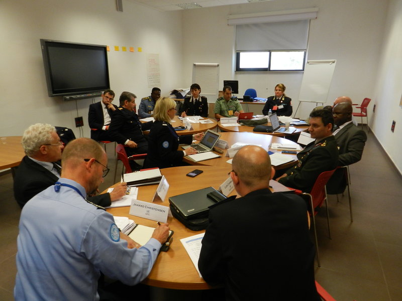 Group work of participants to develop the UN Police Commanders course. May 2017 at the Standing Police Capacity base in Brindisi, Italy. UN photo